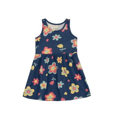 Imagem de Vestido infantil menina florido Brandili, 10, Azul