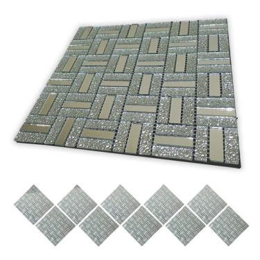 Imagem de Pastilha De Vidro Adesiva Kit 10 Uni Parede Banheiro Box Sala Decorativa Moderna Reforma Requintado Facil Aplicacao