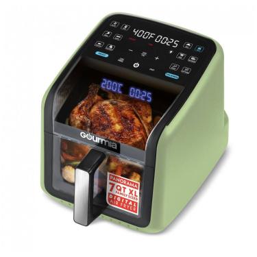 Imagem de Fritadeira Elétrica Air Fryer Gourmia verde 6,6L Janela Panorâmica 12 Programas FryForce 360 1500W 110V