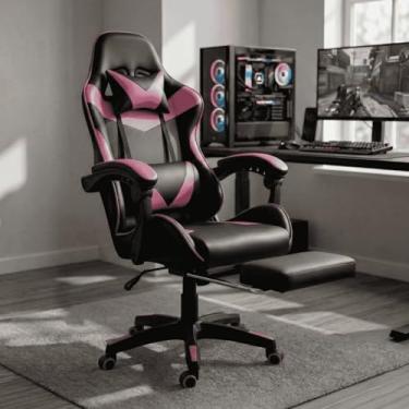 Imagem de Cadeira Escritório Gamer Reclinável Ergonômica Profissional (Rosa)