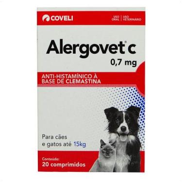 Imagem de Alergovet c 0,7mg com 20 comprimidos coveli para cães e gatos até 15kg