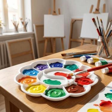 Imagem de Misturador De Tinta Godê Formato Flor Para Aquarela E Hobby Terapia Oc