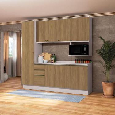 Imagem de Armário de Cozinha Compacta Nicho Micro-ondas 100% MDF 230cm Branco/No