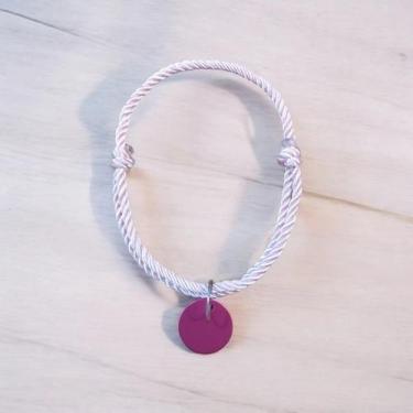 Imagem de Coleira colar de cordas trançadas ajustável com plaquinha de identific