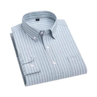 Imagem de Camisa Formal Masculina De Manga Longa 100% Algodão, Estampa Xadrez, C