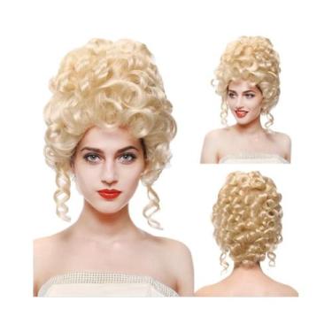 Imagem de Peruca Sintética Cacheada Estilo Vitoriano Para Fantasia Rococó Do Séc