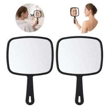 Imagem de 2 Espelhos de Mão Retangular Para Salão Cabelo Maquiagem - Ami, 2