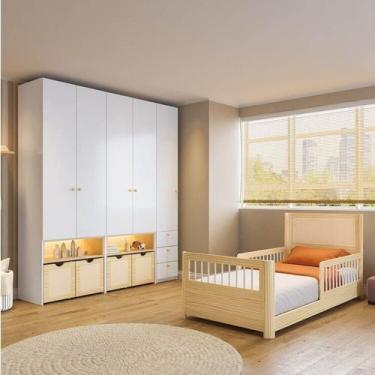 Imagem de Quarto completo Montessoriano, Cama Solteiro evolutiva e Guarda-Roupa 