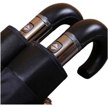 Imagem de Guarda-chuva dobrável, com alça automática de couro, 10 costelas, preto