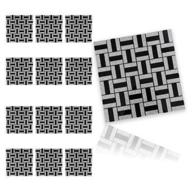 Imagem de Pastilha De Vidro Adesiva Kit 12 Uni Parede Cozinha Banheiro Lavabo Sala Decorativa Moderna Requintado Aplicacao Facil