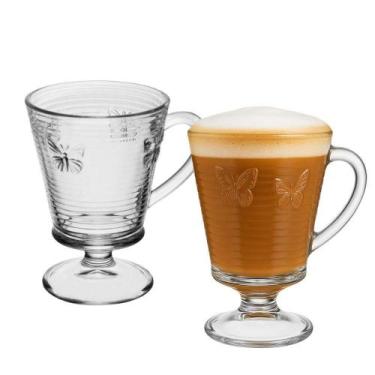 Imagem de Jogo 2 Taça De Vidro Para Cappuccino Lines Butterfly Borboleta Wolff 2