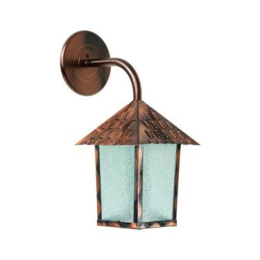 Imagem de Arandela Blumenau Colonial Quadrada Vidro Pontilhado E27 Bivolt Cobre 