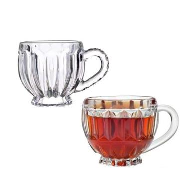 Imagem de Jogo 2 Xícaras De Vidro Para Chá Café Cappuccino Mali 200ml Em Casa Te