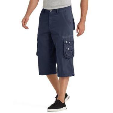Imagem de BEST SOUTH Bermuda cargo longa capri 3/4 masculina abaixo do joelho 45,7 cm de algodão, Navy Bue, 44