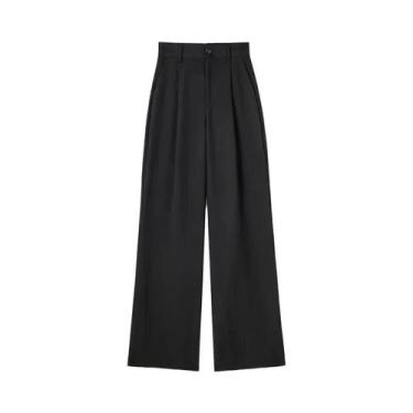 Imagem de Calças Femininas Formal Listradas Cinza e Preto - Cintura Alta e Perna