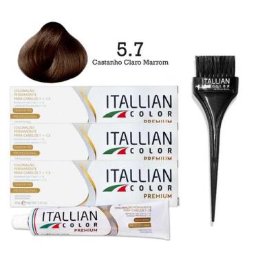 Imagem de 3 Unidades Coloração 5.7 Castanho Claro Marrom  Itallian Color - Itall