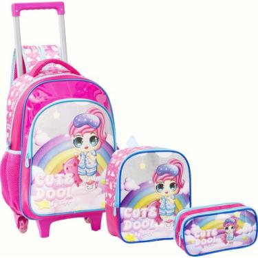 Imagem de Kit Escolar Mochila de Rodinha Lancheira e Estojo Cute Dool Yepp MIF53
