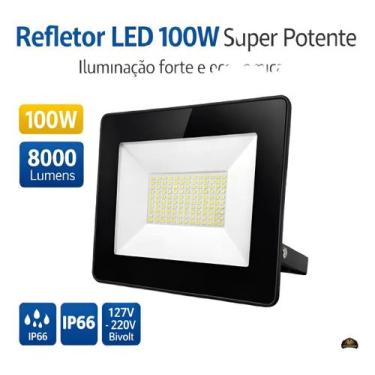 Imagem de Refletor Led 100w 8000 Lumens Ip66 Prova Dágua Bivolt - NoBrand