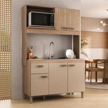 Imagem de Cozinha Compacta Talita 120cm MDF 15mm 5 Portas e 1 Gaveta Champagne/R