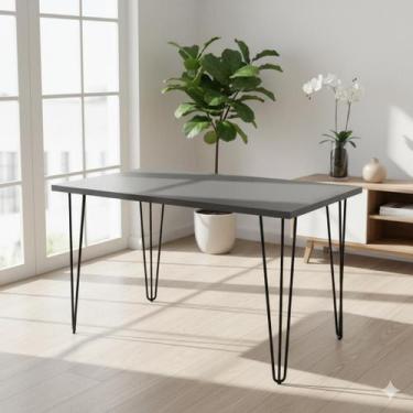 Imagem de Mesa De Jantar Retangular Hairpin 1,30cm MDF BP Cinza - OpenUp!, Cinza