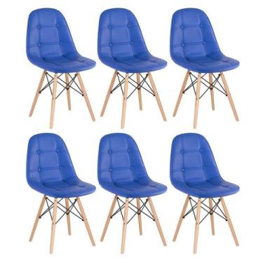 Imagem de Laraz Home Decor, Kit 6 Cadeiras Estofadas Eames Eiffel Botonê - Madei