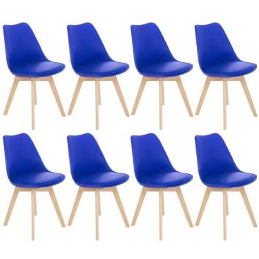 Imagem de Laraz, Kit 8 cadeiras jantar cozinha Leda Eames com assento estofado