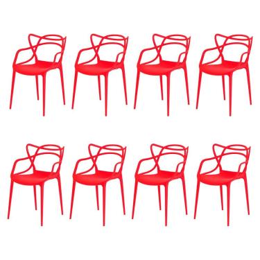 Imagem de Kit 8 Cadeiras Allegra Vermelha Sala Cozinha Janta