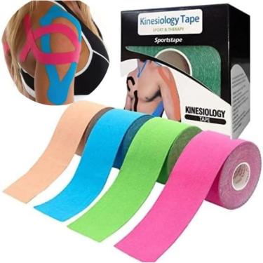 Imagem de Fita Bandagem Esportiva Tape Adesiva Respirável 5cm X 5m Suporte Muscular e Articular Algodão LF Presentes
