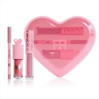 Imagem de Kit de Maquiagem para Lábios Love Kit com Efeito de Aumento Labial Imediato, Longa Duração e Brilho Vinílico Rosa