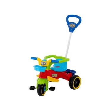 Imagem de Triciclo Infantil com Empurrador Play Trike Maral, Vermelho, Azul