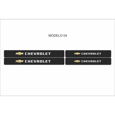 Imagem de Soleira Automotiva para Portas Kit 4 Adesivos Chevrolet Dourado Compatível com Diversos...