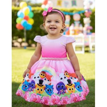 Imagem de Vestido Temático Infantil Super Luxo Bolofofos E Tiara - S/A Pingo De 