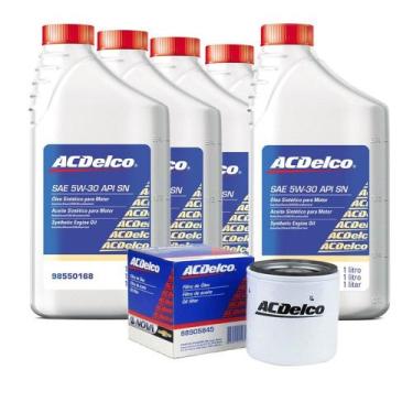 Imagem de Kit Troca De Oleo Filtro 5w30 Sn Sintetico 5 Onix prisma agile celta m