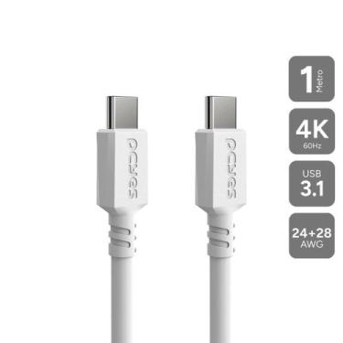 Imagem de Cabo Usb Tipo-c 3.1 P/ Usb Tipo-c 3.1 - Branco - 1 Metro - Pucp1b - PC