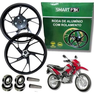 Imagem de Par Roda Pé Galinha Nxr Bros 150 Esd Freio A Disco Liga Leve - Smartfo