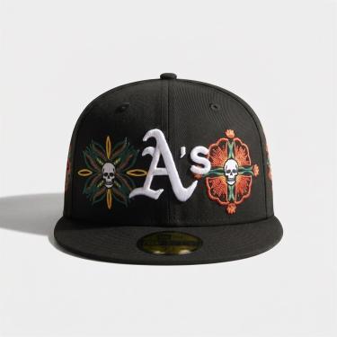 Imagem de BONE NEW ERA 59FIFTY OAKLAND ATHLETICS MLB SKULL & ROSES PRETO-Masculino
