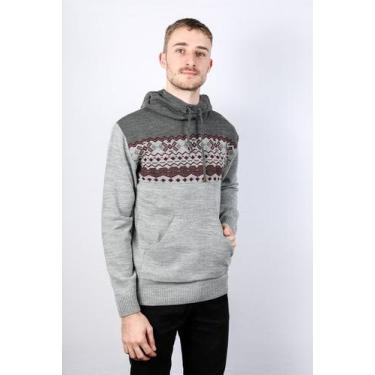 Imagem de Blusão masculino de capuz e jacquard - D Lanfiori, M, Gris, M