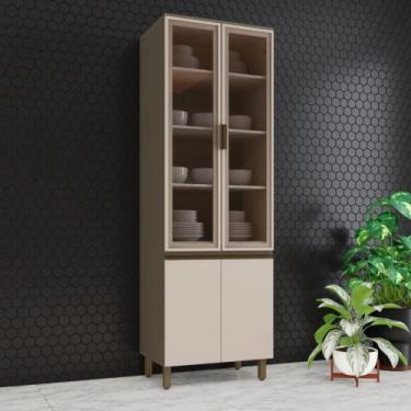 Imagem de Cristaleira 4 Portas com Vidro Henn Connect, Duna/Cristal