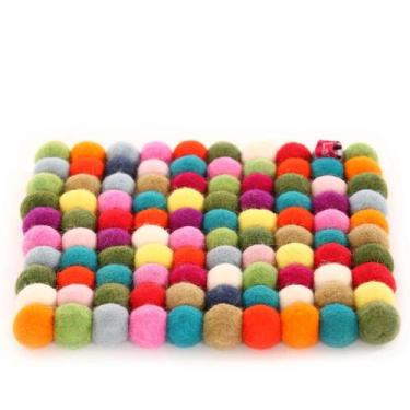 Imagem de Descanso de panela redondo de bolas de feltro Happy as Larry 20 cm mul