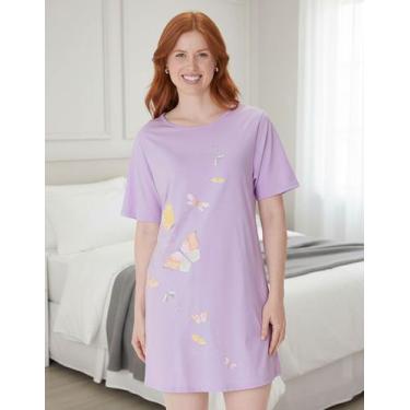 Imagem de Camisola Camisetão Algodão Várias Estampas P Ao Xgg Malwee, Lilás borb