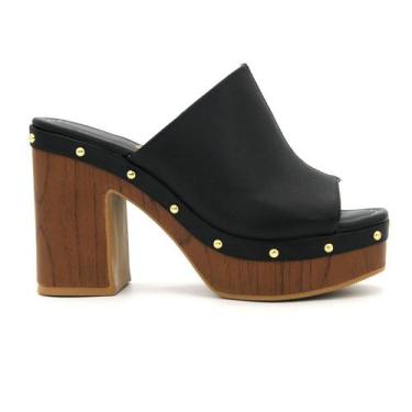 Imagem de Tamanco Vizzano Original Salto Alto Meia Pata Feminino 205, 37, Preto