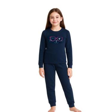 Imagem de Pijama Bordado Plush Infantil Menina Victory, 10, Marinho