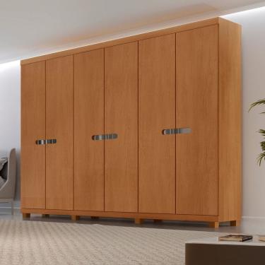 Imagem de Guarda-roupa Casal 100% Mdf 6 Portas e 6 Gavetas com Pés França Naturalle