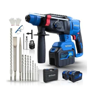 Imagem de Rompedor Perfurador 4x1 Sem Fio Encaixe SDS Plus Kit Profissional com 