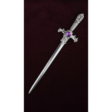 Imagem de Adaga Decorativa Roxo 15cm Metal Banhado Prata - Congratulations Store