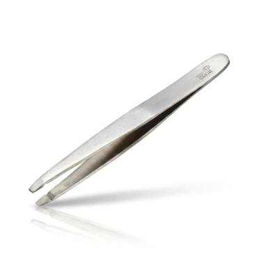 Imagem de Pinca Profissional Ponta Reta Aco Inox Escovado Sobrancelha Design Pel