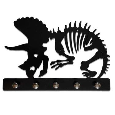 Imagem de Porta Chaves Jurassico Tricerátops Decoração Criativa - Geek Vip, Pret