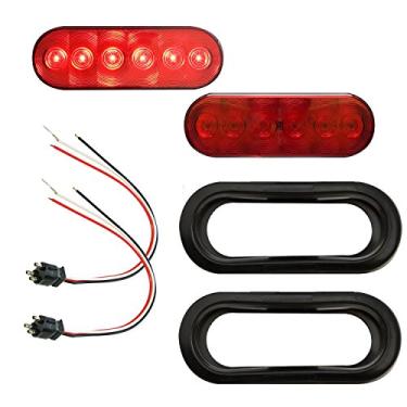 Imagem de Optronics TLL12RK Kit de luz traseira de LED selada, oval de 15 cm, vermelho