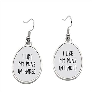 Imagem de Brinco I Like my puns intended - Brincos com pingente para meninas - Presente de festa de aniversário dos namorados