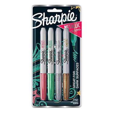 Imagem de SHARPIE Marcadores permanentes metálicos, ponta fina, cores sortidas, 4 marcadores permanentes (2029674)